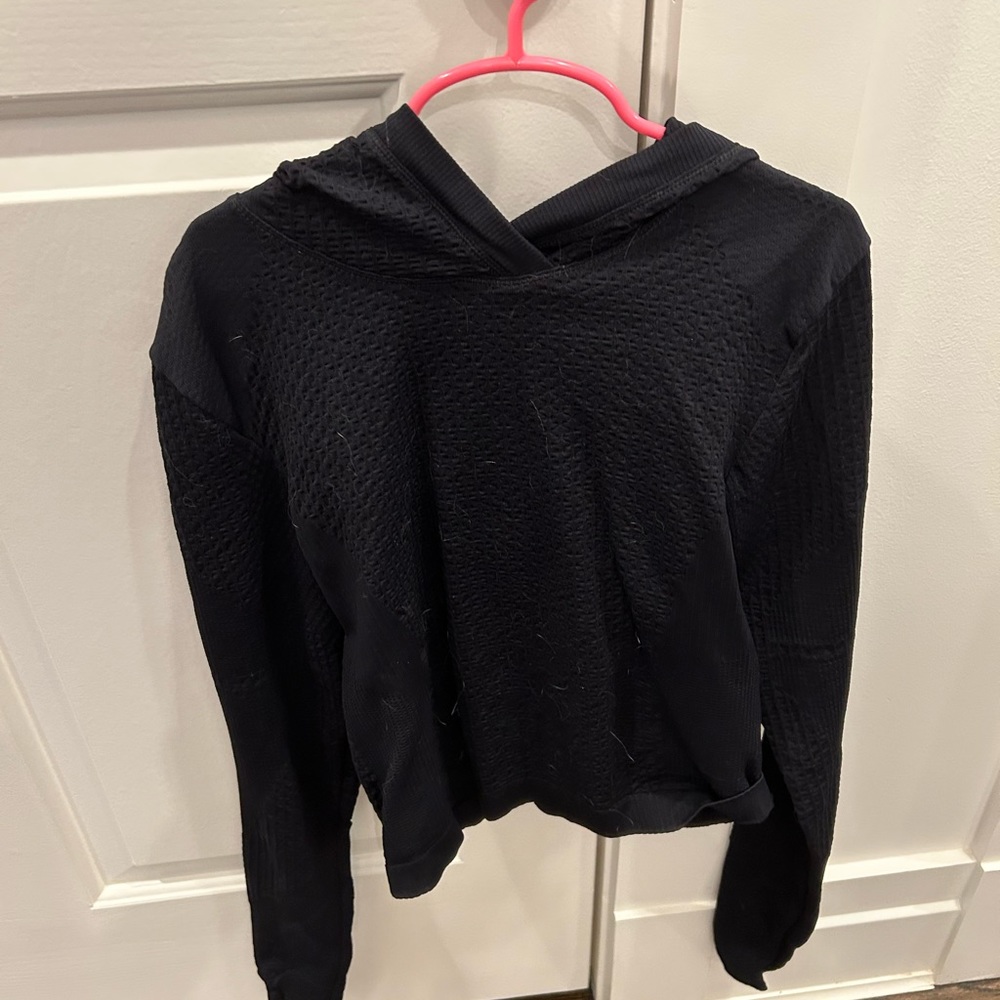 Athleta girl long sleeve with hood black medium